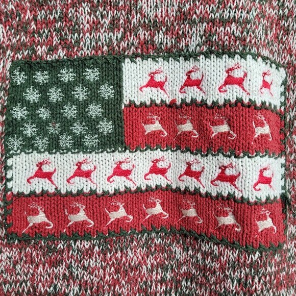 Vintage Eagle Eye Sweater Women's Large Holiday Christmas Embroidered Flag Knit - Picture 3 of 7